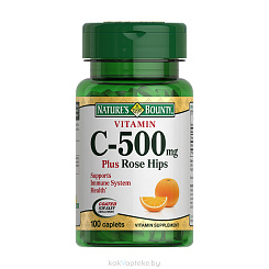 Nature's Bounty Витамин С 500 мг и шиповник, БАД таблетки №100