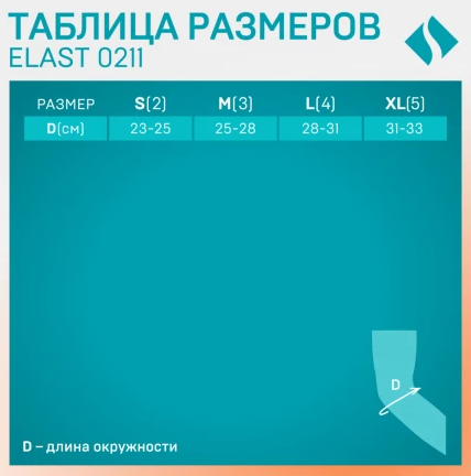 Изделия медицинские эластичные: устройства функциональные ортопедические для верхних конечностей:на локтевой сустав, бандажи ELAST 0211 (Черный размер 6)