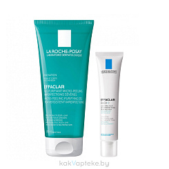 La Roche-Posay Набор: Effaclar Гель для кожи с выраженными несовершенствами очищающий микроотшелушивающий 200мл + Effaclar DUO (+) Крем-гель  корректирующий для проблемной кожи 15мл