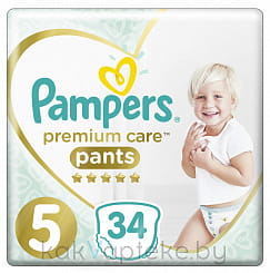 PAMPERS Premium Care Pants Детские одноразовые подгузники-трусики для мальчиков и девочек Junior 34 шт