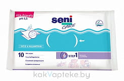 Seni Care Салфетки влажные, служащие для ухода, обогащённые витамином Е и Аллантоином, 10 шт