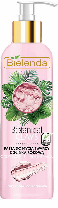 BIELENDA BOTANICAL CLAYS Веганская очищающая паста для умывания лица с розовой глиной 215 г