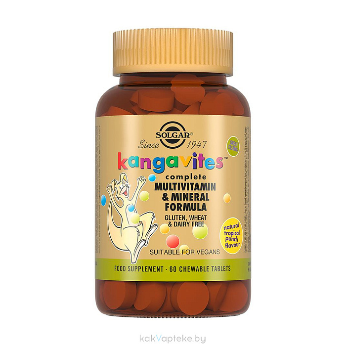 Solgar Кангавитес, комплекс мультивитаминов и минералов, БАД жевательные таблетки №60
