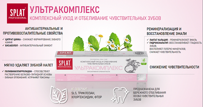 Зубная паста серии Professional SPLAT (СПЛАТ) Ultracomplex/Ультракомплекс 100 мл