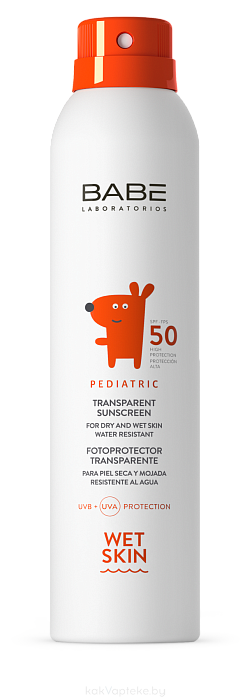 LABORATORIOS BABE Детский влагостойкий солнцезащитный спрей SPF 50, 200 мл