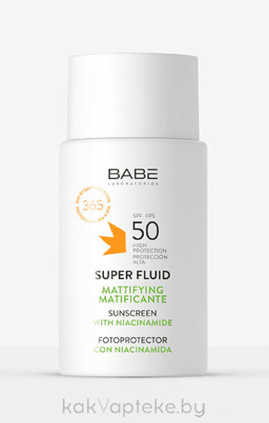 LABORATORIOS BABE Матирующий солнцезащитный суперфлюид с ниацинамидом SPF50 / SUPERFLUID MATIFICANTE FOTOPROTECTOR SPF50, 50мл