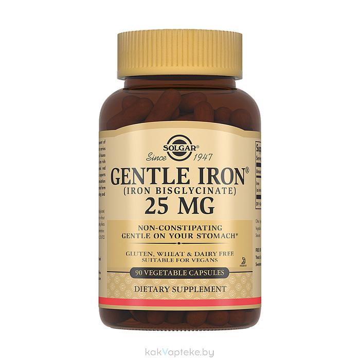 Solgar Легкодоступное железо Джентл Айрон, БАД капсулы №90