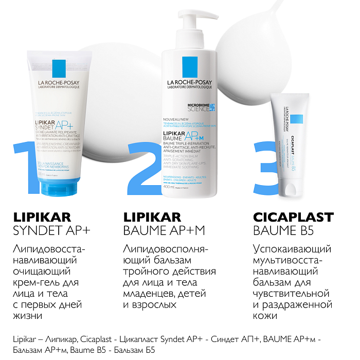 La Roche-Posay Lipikar AP+M Липидовосполняющий бальзам тройного действия для лица и тела, 400мл