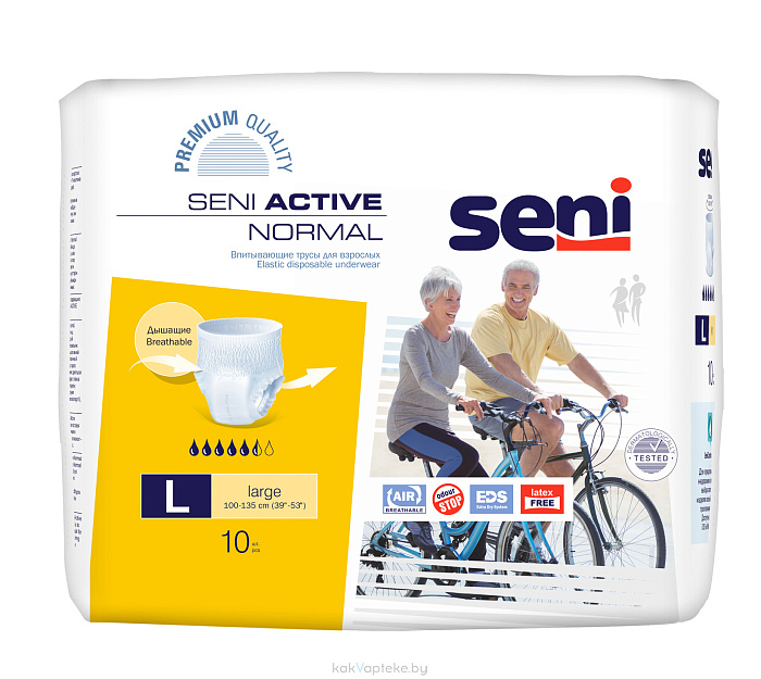 Seni Active Normal large Трусики впитывающие для взрослых, страдающих недержанием 10 шт