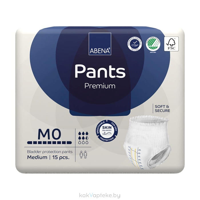 Abena Pants Premium Подгузники-трусики для взрослых M0, 15 шт