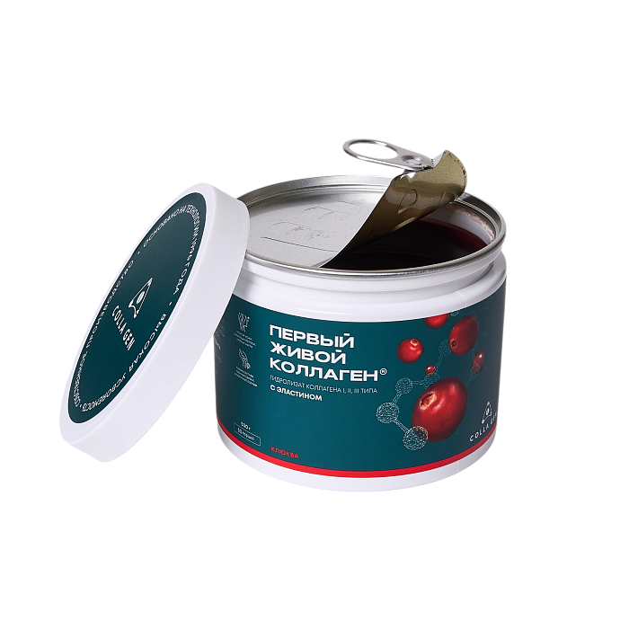 ПЕРВЫЙ ЖИВОЙ КОЛЛАГЕН Гидролизат коллагена пищевой со вкусом клюквы (стерилизованный продукт), 500 гр