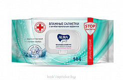 AURA Family Влажные салфетки для всей семьи  с антибактериальным эффектом с ионами серебра , 144 шт