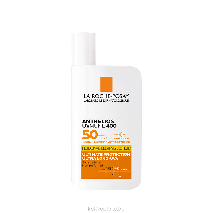 LA ROCHE-POSAY ANTHELIOS UVMUNE 400 Солнцезащитный невидимый флюид для лица SPF 50+ / PPD 42, 50 мл