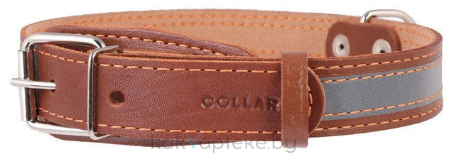 CoLLaR Ошейник  для собак ,со светоотражающей лентой ,ширина 35мм, длина 47-62 см), коричневый