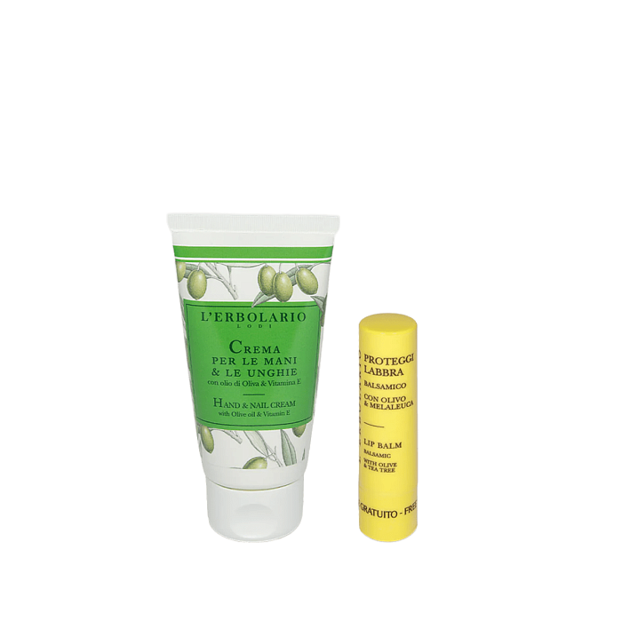 L'Erbolario Набор:Крем д/рук и ногтей 75 мл+Защит бальзам д/губ с олив масл и масл чайн дер 4,5 мл