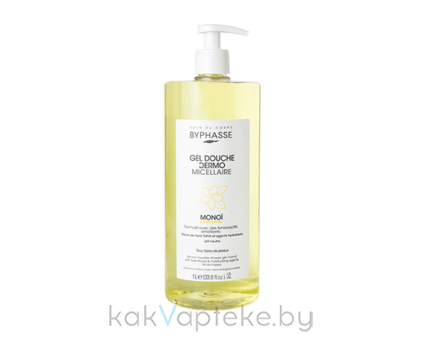 BYPHASSE Мицеллярный гель для душа МОНОЙ c экстрактом цветов тиаре, 1л