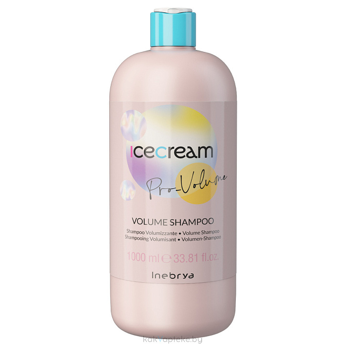 Inebrya ICECREAM PRO-VOLUME Шампунь для объема тонких и ослабленных волос VOLUME SHAMPOO, 1000 мл.