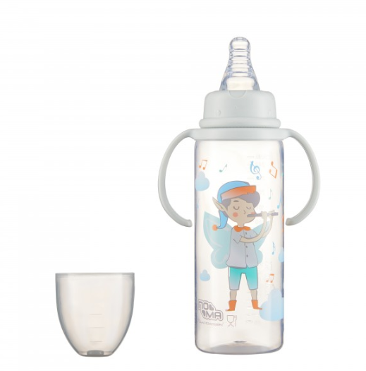ПОМА Бутылочка пластиковая "DREAM"с молочной силиконовой соской с быстр потоком 6мес+, арт. 6910ДМгол, 250 мл, 1 шт