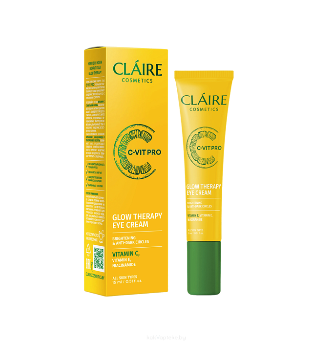 CLAIRE COSMETICS C-VIT PRO Крем для кожи вокруг глаз GLOW THERAPY, 15 мл
