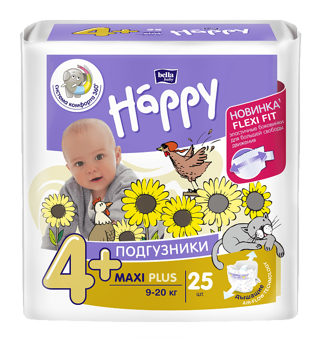 Bella Baby Happy Maxi Plus Подгузники гигиенические для детей (Flexi Fit), 25 шт