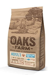 OAK'S FARM Полноценный беззерновой корм для взрослых собак всех пород. White Fish / Белая рыба 12кг