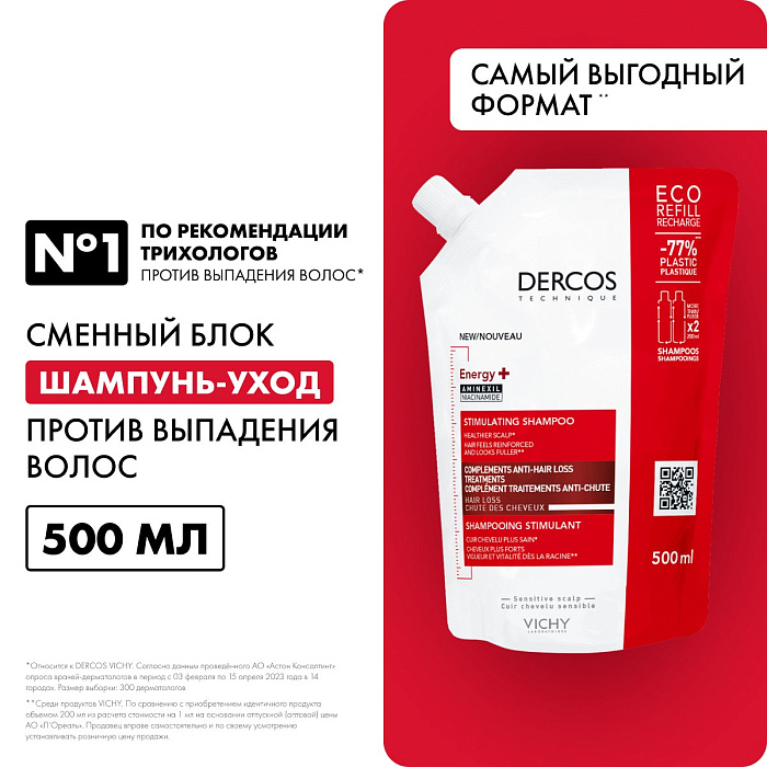 Vichy Dercos Technique Шампунь против выпадения волос "Energy+",  500 мл