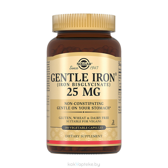 Solgar Легкодоступное железо Джентл Айрон, БАД капсулы №180