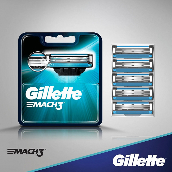 Сменные кассеты для безопасных бритв Gillette  MACH3 (6 шт)