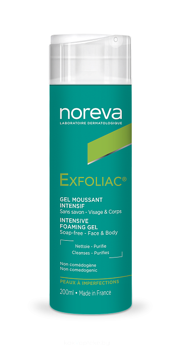 NOREVA ЭКСФОЛИАК Интенсивный пенящийся гель для лица и тела, 200 мл
