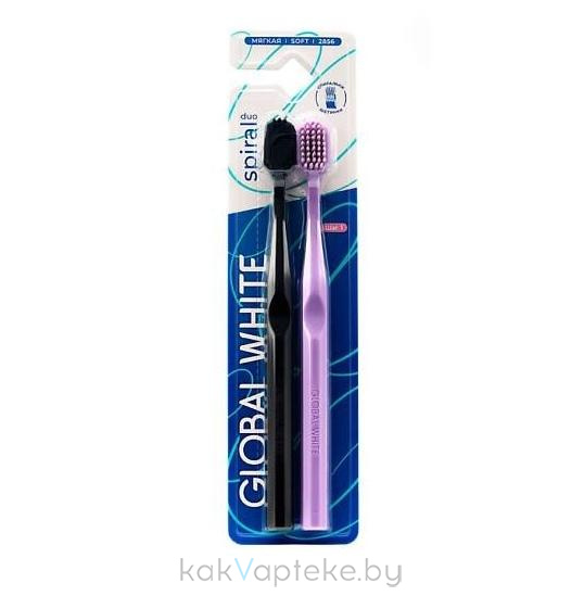 GLOBAL WHITE Зубная щетка Spiral мягкая 2 шт/Toothbrush Spiral soft 2 park