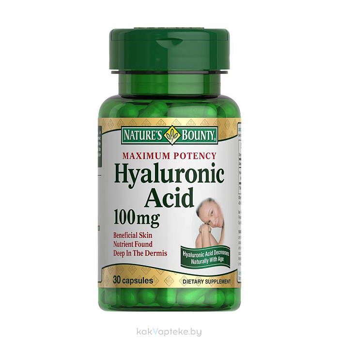 Nature's Bounty Гиалуроновая кислота 100 мг, БАД капсулы №30