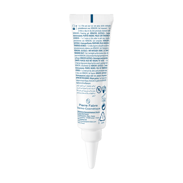 DUCRAY KERACNYL GLYCOLIC + Очищающий матирующий крем против закупоривания пор, черных точек и жирного блеска 30 мл