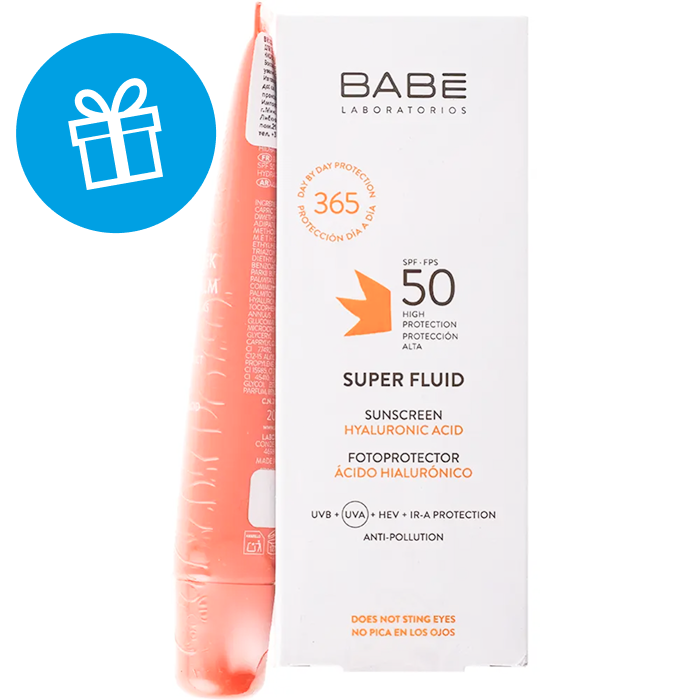 "LABORATORIOS BABE"Набор косметический : Супер флюид SPF50, 50мл/Солнцезащитный бальзам-тинт для губ и щек SPF 50 с гиалуроновой кислотой и пептидами, тон PINK, 20мл