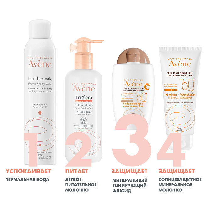 AVENE Солнцезащитный минеральный флюид с тонирующим эффектом SPF 50+ 40 мл