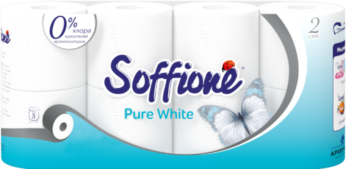 Soffione Бумага туалетная  Pure White 2сл 8шт, белая
