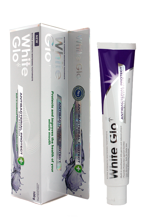 White Glo зубная паста отбеливающая Antibacterial protect with mouthwash с антибактериальным эффектом и ополаскивателем 100 г
