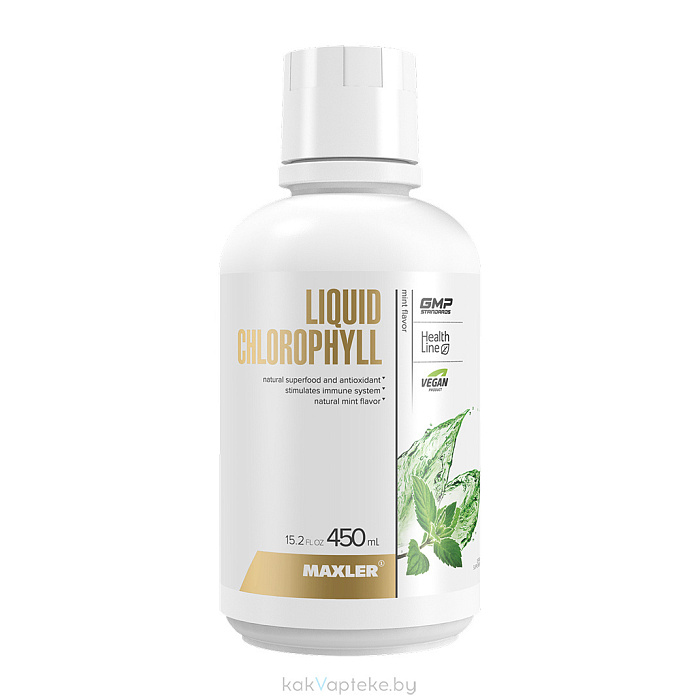 MAXLER БАД «Жидкий Хлорофилл» вкус: мята, жидкость 450 мл