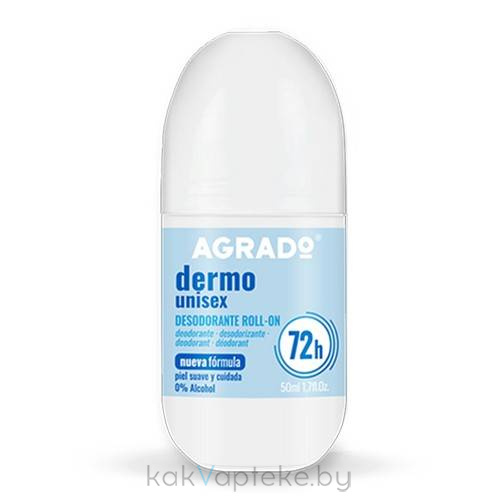 AGRADO Дезодорант-антиперспирант шариковый НЕЖНАЯ СВЕЖЕСТЬ унисекс/ Dermo Unisex Roll-On Deodorant Antiperspirant, 50 мл