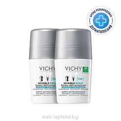 VICHY Дезодорант-антиперспирант шариковый INVISIBLE, 50 мл*2шт