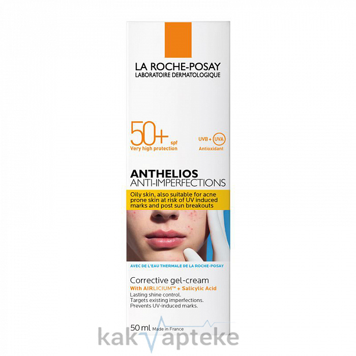 La Roche-Posay Anthelios Крем-гель солнцезащитный для жирной, проблемной и склонной к акне кожи лица SPF 50+, 50 мл