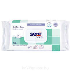 Seni Care classic Салфетки влажные для ухода за кожей с алое вера и аллантоином, 68 шт