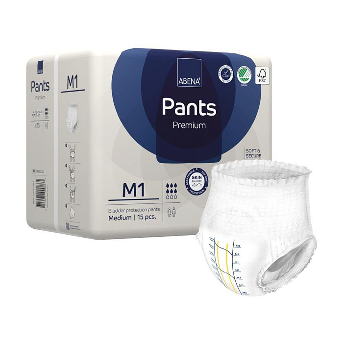 Abena Pants Premium Подгузники-трусики для взрослых M1 (Medium), 15 шт
