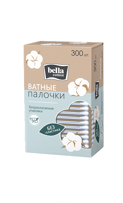 Bella cotton Ватные палочки на бумажной основе 300 шт