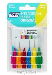 TePe Межзубные ершики (MIXED Pack, 6 шт. в блист.диам.от 0,4до 0,8 мм,  для чистки брек., импл.)