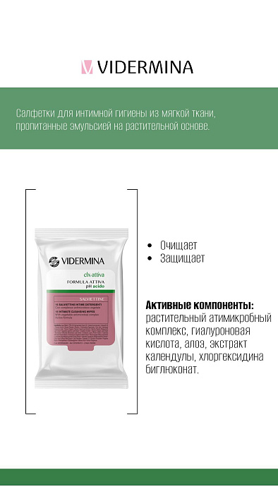 Vidermina clx-attiva Салфетки для интимной гигиены 15 шт