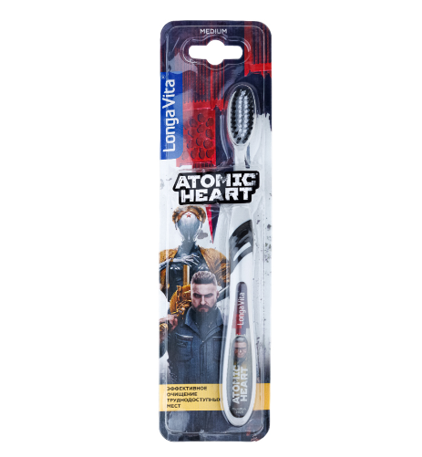 Longa Vita зубная щетка для взрослых (ATOMIC HEARTсредней жесткости), арт F-07 1 шт