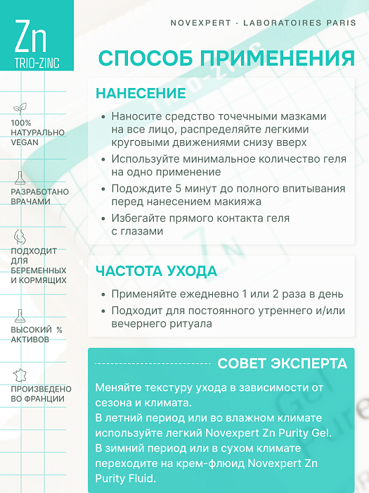 Novexpert Trio-zinc Очищающий гель, 30 мл