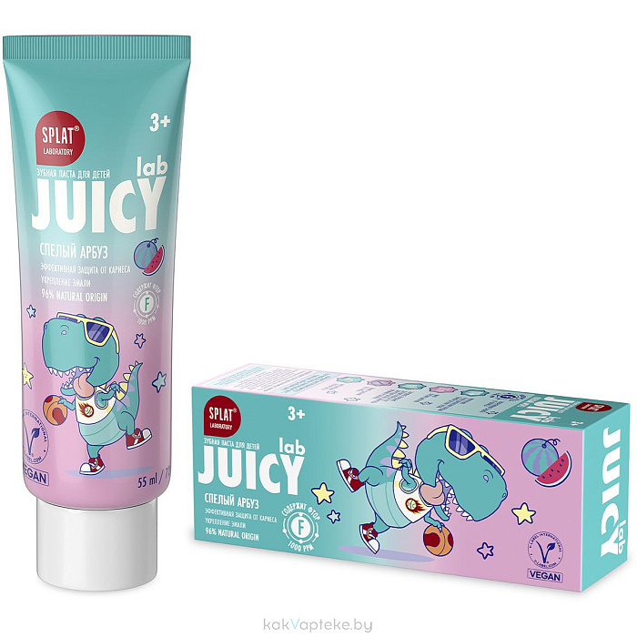 SPLAT JUICY Lab Детская зубная паста с фтором «Спелый арбуз» для защиты от кариеса 55 мл/72 г