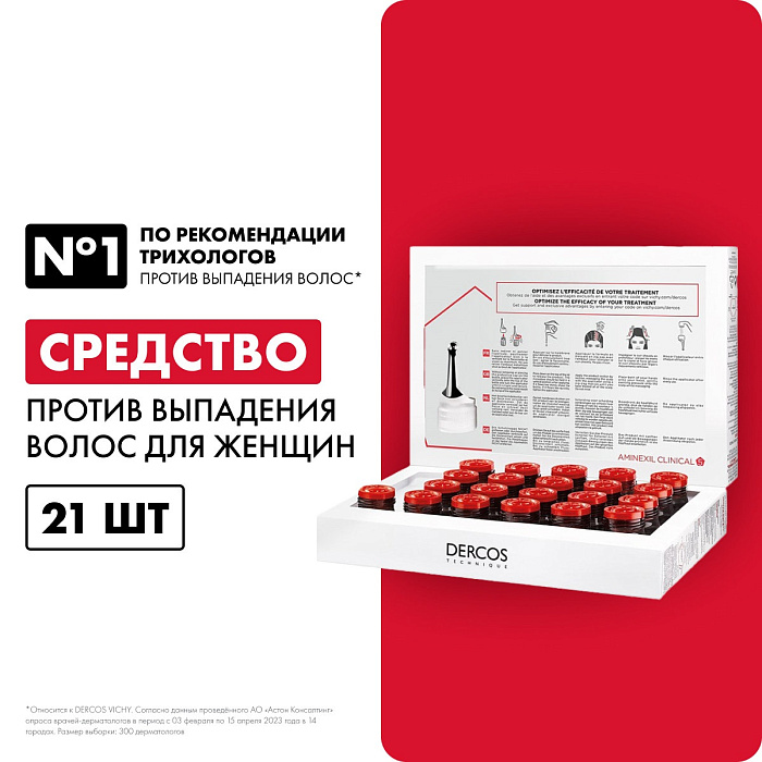 VICHY Dercos Technique Средство против выпадения волос широкого спектра действия для женщин "AMINEXIL INTENSIVE 5. WOMEN" 21 монодоза