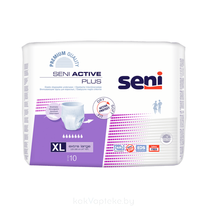 Seni Active Plus Трусики впитывающие для взрослых в размере Extra Large по 10 штук